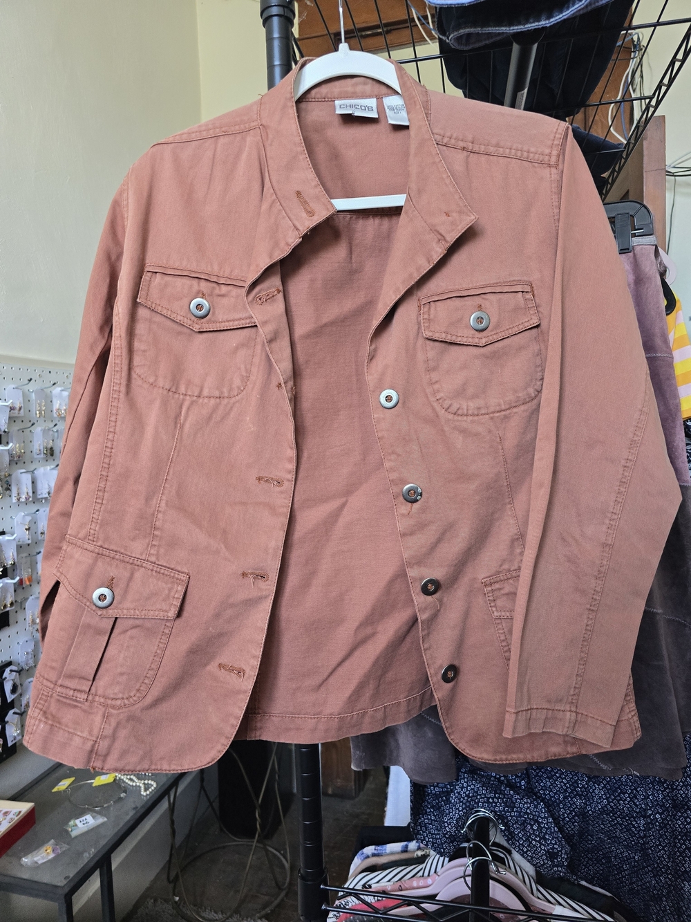Chico's Washed Rose Utility Jacket